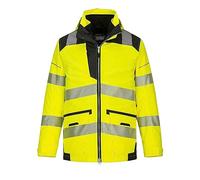 Portwest PW367 PW3 Hi-Vis Breathable 5-in-1 Jacket Multi Pocket Long Sleeve | Yellow/Black, X Large, EN ISO 20471 Class 3, EN 343 Class 4:3, EN 342, Secure Fit, Fleece Lined Collar, Twin-Stitched Seams