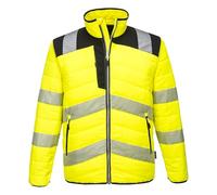 Portwest PW371 PW3 Men's Hi-Vis Insulated Baffle Puffer Jacket - Water Resistant Lightweight Reflective High Viz Outdoor Waistcoat Safety Security Workwear, Yellow/Black, XXXL