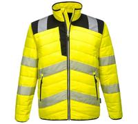 Portwest PW371 PW3 Hi-Vis Baffle Jacket Long Sleeve Fully Lined Lightweight | Yellow/Black, Small, EN ISO 20471, RIS 3279-TOM, UPF 40+, Regular Fit, Inner Soft Insulatex Lining, Secure Storage, Zip Front