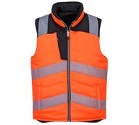 Portwest PW374 PW3 Hi-Vis Reversible Bodywarmer Fully Lined Stain Resistant | Orange/Black, Large, EN ISO 20471, RIS 3279-TOM, UPF 50+, 2 Side Zip Pockets, Secure Storage, Zipped Chest Pockets, Workwear