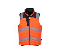 Portwest PW374 PW3 Men's Hi-Vis Reversible Bodywarmer - Reflective High Viz Outdoor Safety Security Gilet Workwear Sleeveless Vest, Orange/Black, M