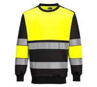 Portwest PW376 PW3 Hi-Vis Class 1 Sweatshirt Crew Neck Ribbed Cuffs Comfort