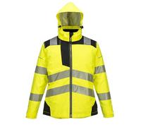 Portwest PW382 PW3 Hi-Vis Women's Winter Jacket Long Sleeve Curved Back Hem | Yellow/Black, Large, EN ISO 20471 Class 2, EN 343 Class 3:1, EN 342, Snug and Comfortable Fit, Quick Dry Knitted Cuff, Hooded