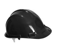 Portwest PW50 Expertbase Safety Helmet Soft Foam Sweat Band Lightweight | Black, One Size, EN 50365, EN 397, Head Protection, 4-Point Plastic Suspension Harness, Buckle Fastening, Electrical