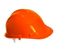 Portwest PW50 Expertbase Safety Helmet Soft Foam Sweat Band Lightweight | Orange, One Size, EN 50365, EN 397, Head Protection, 4-Point Plastic Suspension Harness, Buckle Fastening, Electrical