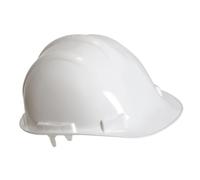 Portwest PW50 Expertbase Safety Helmet Soft Foam Sweat Band Lightweight | White, One Size, EN 50365, EN 397, Head Protection, 4-Point Plastic Suspension Harness, Buckle Fastening, Electrical