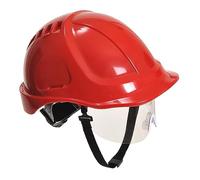 Portwest PW54 Endurance Plus Visor Workwear Safety Helmet Red