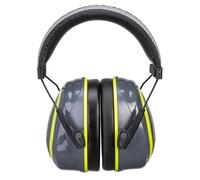 Portwest PW73 HV Extreme Ear Defenders Medium Attenuation | Grey/Yellow, One Size, Padded Headband, Dual Pin Adjustable Cups, Reflective Trim, Comfortable Fit, Certified