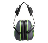 Portwest PW75 HV Extreme Ear Defenders Low Clip On Helmet Mounted Hearing Protection Lightweight Comfortable Colour Coded Cups Certified Safety, Grey/Green, One Size
