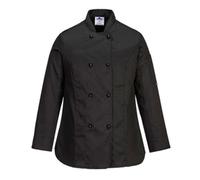 Portwest Rachel Womens Chefs Jacket L/S M Blk