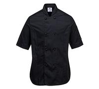 Portwest Rachel Women's Chefs Jacket S/S, Size: XXL, Colour: Black, C737BKRXXL