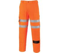 Portwest RT46 Reflective Comfortable Hi-Vis Rail Work Trouser Orange Tall, Medium