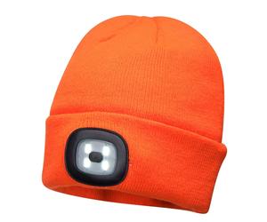 Portwest Rechargeable LED Beanie Orange Size: One Size Colour: Orange, One Size