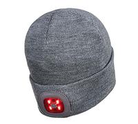 Portwest Rechargeable Twin LED Beanie, Size: One Size, Colour: Grey, B028GRR