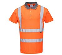Portwest RT22 Mens Hi Vis Polo Shirt Short Sleeve Reflective Safety Breathable Lightweight Workwear, Large Orange