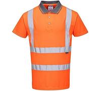 Portwest RT22 Reflective Safety Hi-Vis Polo Shirt S/S Orange, Large (Pack of 4)