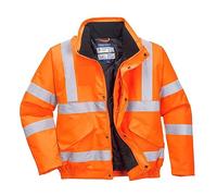 Portwest RT32 Hi-Vis Winter Bomber Jacket Waterproof Cold Protection EN342 Certified Reflective Tape Texpel Eco Fabric Multiple Pockets Detachable Hood, Orange, 3XL