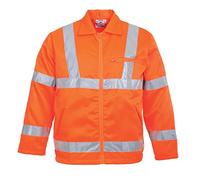 Portwest RT40 Hi-Vis Polycotton Bomber Jacket Long Sleeve Elasticated Waist | Orange, 2X Large, EN ISO 20471 Class 3, RIS 3279-TOM, UPF 40+, Classic Fit, Phone Pocket, Bartacked at All Stress Points