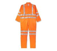 Portwest RT42 Hi-Vis Heavyweight Polycotton Coverall with Pockets - Reflective High Viz Outdoor Safety Boiler Suit Workwear Overalls, Orange Tall, XXL