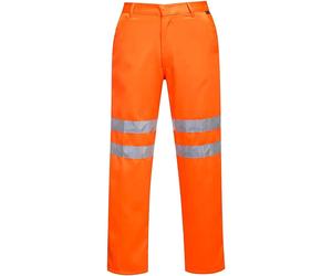 Portwest RT45T Railway Mens Orange Hi-Vis Poly-Cotton Tall Fit Trousers Size S