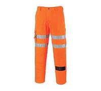 Portwest RT46 Hi-Vis Rail Work Trousers 2 Back Patch Pockets Pull-On Design