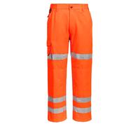 Portwest RT49 Hi-Vis Three Band Work Trousers Stain Resistant Pants - Orange