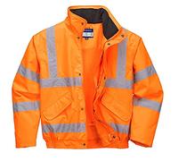 Portwest RT62 Hi-Vis Breathable Rain Bomber Jacket Multi Pocket Long Sleeve | Orange, 3X Large, EN ISO 20471 Class 3, EN 343 Class 4:3, RIS 3279-TOM, Inner Ribbed Cuffs, Storm Flap Front, Two-Way Zip