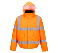 Portwest RT62 Hi-Vis Breathable Rain Bomber Jacket Multi Pocket Long Sleeve | Orange, Large, EN ISO 20471 Class 3, EN 343 Class 4:3, RIS 3279-TOM, Inner Ribbed Cuffs, Storm Flap Front, Two-Way Zip