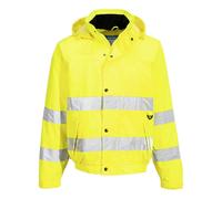 Portwest S161 Hi-Vis Rain Lite Bomber Jacket Waterproof Hooded Coat - Yellow