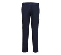 Portwest S231 Stretch Slim Fit Combat Trousers Soft Handle Twill Reflective | Navy, 38 Waist, UPF 50+, 98% Cotton, Hook and Bar Closure, 2 Thigh Pockets, Twin-Stitched Seams, High Visibility, Workwear