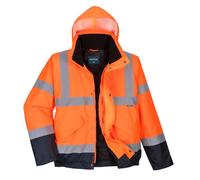 Portwest S266 Hi-Vis Contrast Winter Bomber Jacket Multi Pocket Long Sleeve | Yellow/Navy, EN ISO 20471 Class 3, EN 343 Class 3:1, UPF 40+, Regular Fit, Inner Ribbed Cuffs, Thermal Insulation, Waterproof
