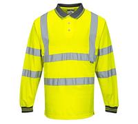 Portwest S277 Comfortable Reflective Hi-Vis Polo Shirt L/S Yellow, Medium