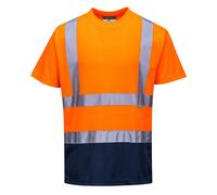 Portwest S378 Hi-Vis Contrast T-Shirt Reflective Wicking Breathable Orange Navy