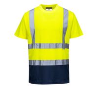 Portwest S378 Hi-Vis Contrast T-Shirt Reflective Wicking Breathable Yellow Navy