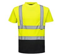 Portwest S378 Men's Hi Vis T Shirt Two-Tone Reflective Safety Workwear T-Shirt Yellow/Black, 3X-Large