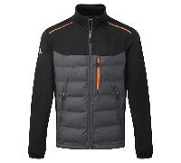Portwest S381 Hybrid Baffle Jacket Ergonomic Body Mapped Design Padded Warmth Stretch Sleeves Active Fit Work Jacket Secure Pockets Stylish Protection, Black, S