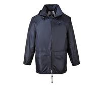 Portwest S440 Men's Classic Waterproof Rain Jacket with Packaway Hood - Lightweight Breathable Outdoor CE Certified Raincoat, Navy, 6XL