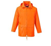 Portwest S440 Men's Waterproof Rain Jacket - Lightweight Durable Hooded Weather Protection Safety Jacket Orange, Medium