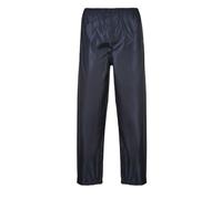 Portwest S441 Classic Rain Trousers Men's Waterproof Overtrousers Durable Protective Outdoor Workwear Rainwear Overpants Elasticated Waistband Taped Seams, Navy, XL
