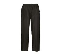 Portwest S441 Classic Rain Trousers Men's Waterproof Overtrousers Durable Protective Outdoor Workwear Rainwear Overpants Elasticated Waistband Taped Seams, Black, M