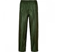 Portwest S441 Men's Waterproof Rain Trousers - Lightweight Adjustable Safety Overpants Class 3 Olive Green, Small