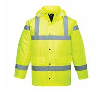 Portwest S460 High-Visibility Waterproof Lined Motorway Traffic Work Coat Yellow