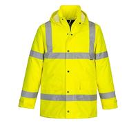 Portwest S460 Men's Winter Traffic Jacket Hi Vis Hooded Work Coat Reflective Fully Lined Zip Safety Utility Waterproof Reflective Workwear Yellow, 3X-Large