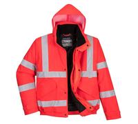 Portwest S463 Hi-Vis Winter Bomber Jacket Waterproof Stain Resistant Coat - Red