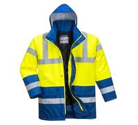 Portwest S466 Men's Waterproof Hi Vis Traffic Jacket - Reflective Safety Coat Yellow/Royal, 3X-Large