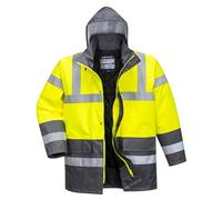 Portwest S466 Men's Waterproof Hi Vis Traffic Jacket - Reflective Safety Coat Yellow, X-Small