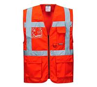Portwest S476 Hi Vis Executive Safety Vest - Lightweight Reflective High Viz Outdoor Waistcoat Safety Security Workwear, Red, XXL