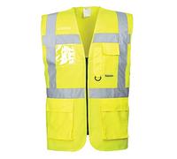 Portwest S476 Hi Vis Executive Safety Vest - Lightweight Reflective High Viz Outdoor Waistcoat Safety Security Workwear, Yellow, S
