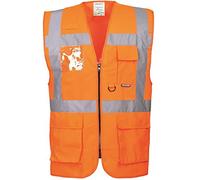 Portwest S476 Hi Vis Executive Safety Vest - Lightweight Reflective High Viz Outdoor Waistcoat Safety Security Workwear, Orange, 4XL