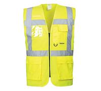 Portwest S476 Hi Vis Executive Safety Vest - Lightweight Reflective High Viz Outdoor Waistcoat Safety Security Workwear, Yellow, XS